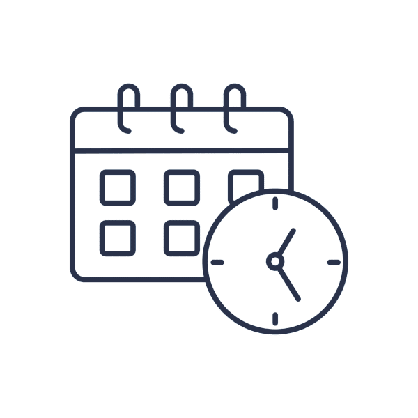calendar icon with a clock